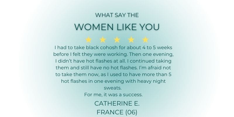 Marie partage son expérience avec l'actée à grappes noires pour réduire les bouffées de chaleur Témoignage de Marie sur l'efficacité de l'actée à grappes noires pour la ménopause